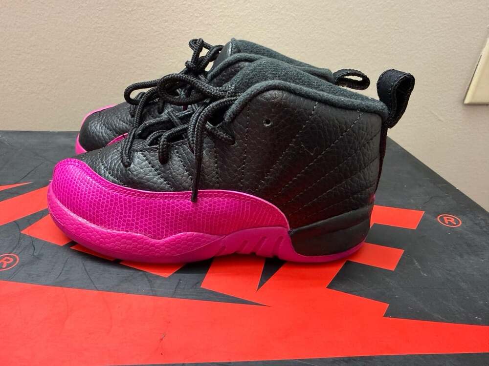 Jordan 12 Retro GP Black Deadly Pink 510816-026 Toddler Size 13C